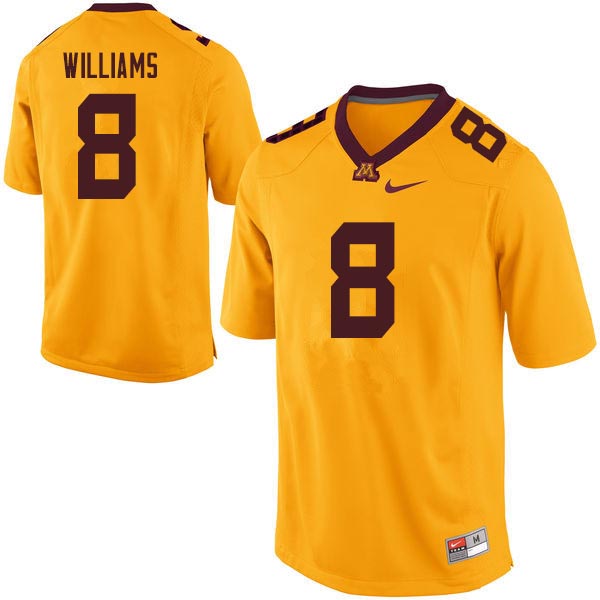 Men #8 Mark Williams Minnesota Golden Gophers College Football Jerseys Sale-Gold - Click Image to Close